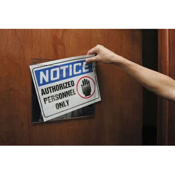 Wall-mount Sign Holder, 10 in ht, 14 in wd, Plastic, Wall Mount