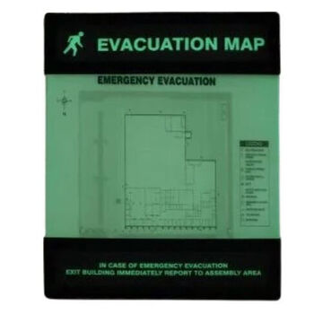 Evacuation Map Holder, 8-1/2 in ht, 11 in wd, Polycarbonate, Surface Mount