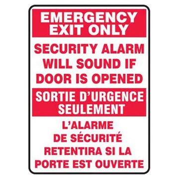 Bilingual Safety Sign, 14 in ht, 10 in wd, Red on White/White on Red, Vinyl