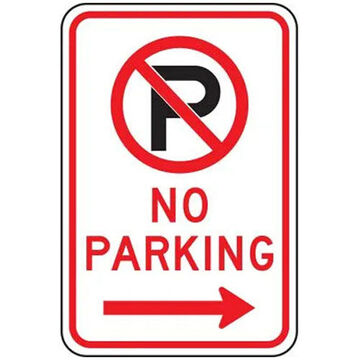 Parking Sign, 18 in ht, 12 in wd, Engineer Grade Reflective Aluminum, Post Mount
