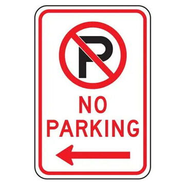 Parking Sign, 18 in ht, 12 in wd, Engineer Grade Reflective Aluminum, Post Mount