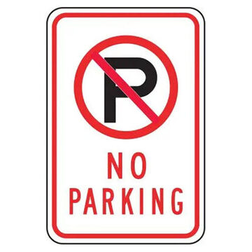 Parking Sign, 24 in ht, 18 in wd, Engineer Grade Reflective Aluminum, Post Mount