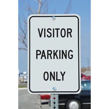 Traffic Sign, 18 in ht, 12 in wd, Black on White, Engineer Grade Reflective Aluminum, Post Mount