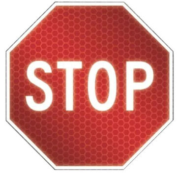 Stop Sign, 18 in ht, 18 in wd, White on Red, Engineer Grade Reflective Aluminum, Post Mount