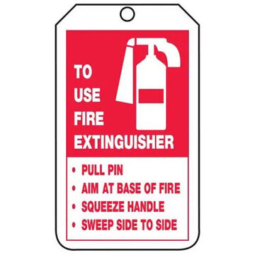 Fire Extinguisher Safety Tag, 5-7/8 in ht, 3-1/8 in wd, 3/8 in Dia, Cardstock