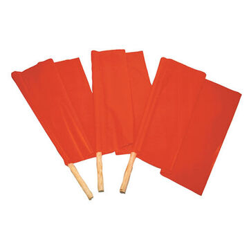 Drapeau d'avertissement, rouge/orange, vinyle tissé de densité moyenne, 18 pouce ht, 18 pouce wd