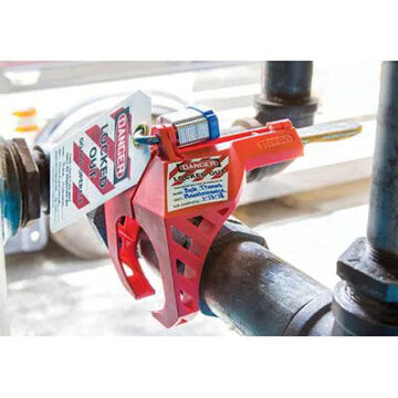 Jobsite Safety - Lockout Tagout - Valve and Hose Lockouts - Verrouillage de  vanne à bille de style cale, 4-1/8 pouce x 10-1/16 pouce x 2-15/16 pouce,  rouge, métal enduit de poudre