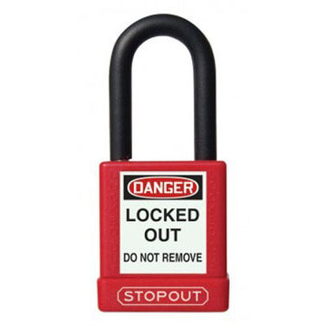 Padlock, Differently, Plastic, 1/4 in Dia, Red