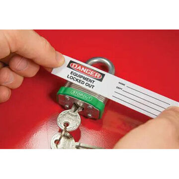 Padlock Overlaminate Label, 9 in wd, 7/8 in ht, Self-Adhesive Vinyl