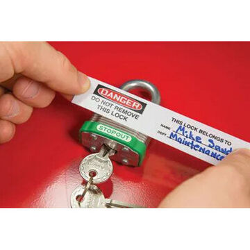 Padlock Overlaminate Label, 9 in wd, 7/8 in ht, Self-Adhesive Vinyl