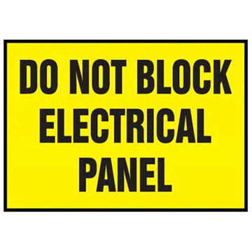 Electrical Safety Label, 5 in wd, 3-1/2 in ht, Do Not Block Electrical Panel, Adhesive Dura Vinyl