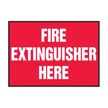 Safety Sign, 3-1/2 in ht, 5 in wd, White on Red, Vinyl