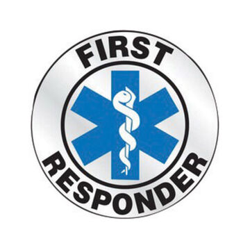Emergency Response Reflective Helmet Sticker, 2-1/4 in ht, Blue/Black/White, Reflective Sheet