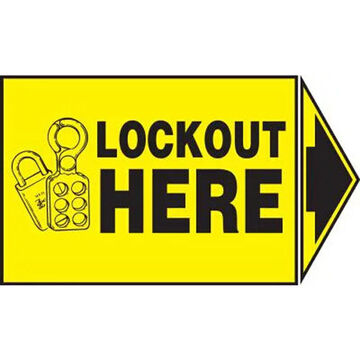 Lockout/tagout Safety Label, 3-1/2 in ht, 5 in Arrow wd, Adhesive Dura Vinyl