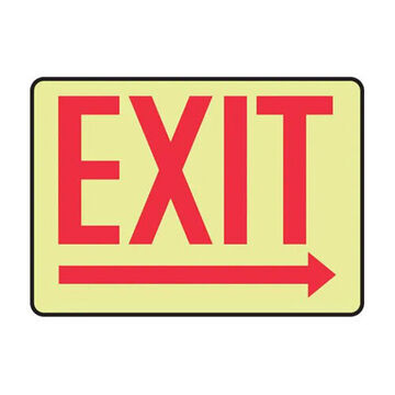 Glow-In-The-Dark Safety Sign, 10 in ht, 14 in wd, Red on Yellow, Vinyl, Surface Mount