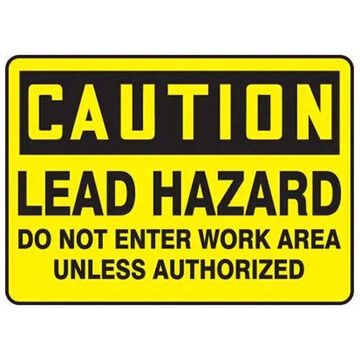 Caution Sign, 7 in ht, 14 in wd, Adhesive Dura Vinyl