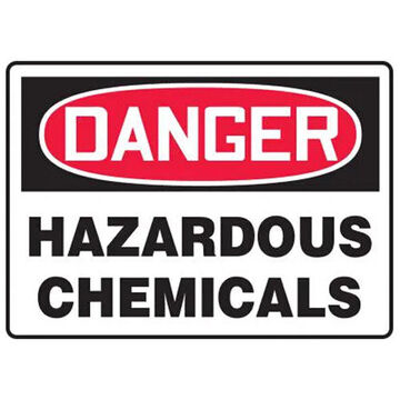 Danger Sign, 7 in ht, 10 in wd, Adhesive Vinyl, Surface Mount