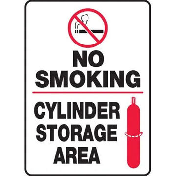 No Smoking Safety Sign, 14 in ht, 10 in wd, Red/Black/White, Plastic