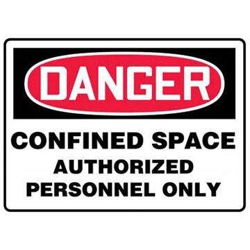 Danger Sign, 7 in ht, 10 in wd, Black on Red/White, Plastic, Hole Mount