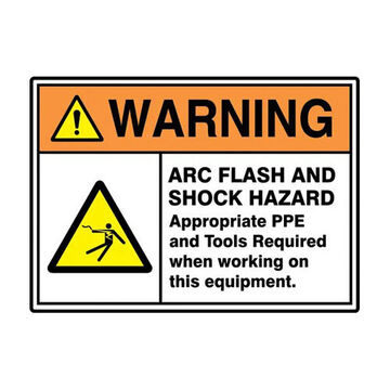 Warning Safety Sign, 14 in ht, 10 in wd, Adhesive Dura Vinyl
