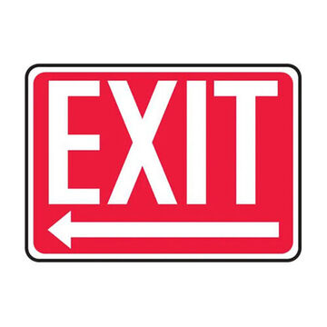 Safety Sign, 7 in ht, 10 in wd, White on Red, Plastic, Hole Mount