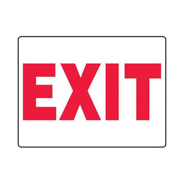 Safety Sign, 18 in ht, 24 in wd, Red on White, Plastic, Hole Mount