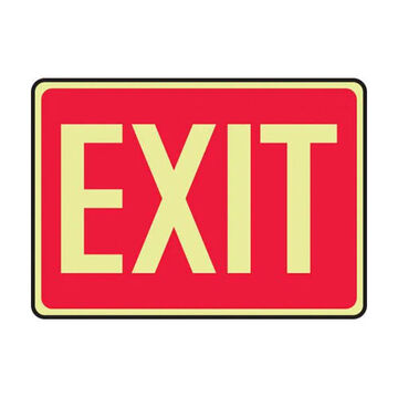 Glow-In-The-Dark Safety Sign, 10 in ht, 14 in wd, Yellow on Red, Vinyl