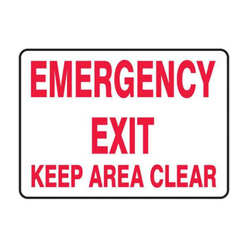 Safety Sign, 10 in ht, 14 in wd, Red on White, Aluminum, Hole Mount