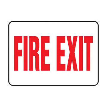 Safety Sign, 7 in ht, 10 in wd, Red on White, Plastic, Hole Mount
