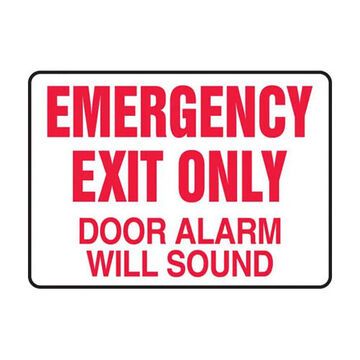 Safety Sign, 10 in ht, 14 in wd, Red on White, Vinyl, Adhesive Surface Mount