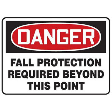 Danger Sign, 10 in ht, 14 in wd, Black on Red/White, Dura Plastic, Hole Mount