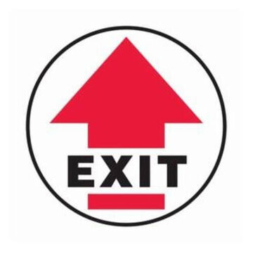 Safety Sign, 17 in ht, 17 in wd, White on Black/Red, Vinyl, Adhesive Floor Mount