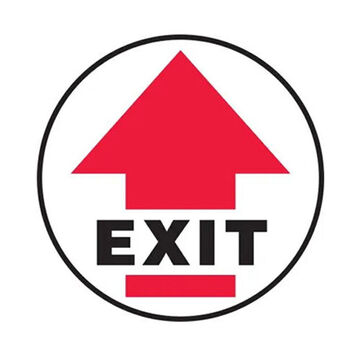Safety Sign, 17 in ht, 17 in wd, White on Black/Red, Vinyl, Adhesive Floor Mount