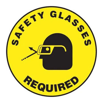 Self-Adhesive Safety Glasses, 17 in ht, 17 in wd, Yellow/Black, Non-slip Vinyl, Floor Mount