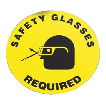 Self-Adhesive Safety Glasses, 17 in ht, 17 in wd, Yellow/Black, Non-slip Vinyl, Floor Mount