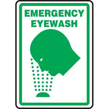 Emergency Safety Sign, 10 in ht, 7 in wd, Adhesive Vinyl, Poles or Pipes or Barrels Mount