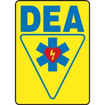 AED Bolt-On Safety Sign, 20 in ht, 14 in wd, Plastic, Through Hole Mount