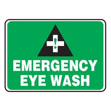 Emergency Safety Sign, 7 in ht, 10 in wd, Plastic, Through Hole Mount