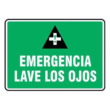 Emergency Safety Sign, 7 in ht, 10 in wd, Plastic, Through Hole Mount