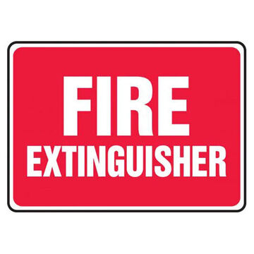 Safety Sign, 7 in ht, 10 in wd, White on Red, Vinyl, Adhesive Backed Mount