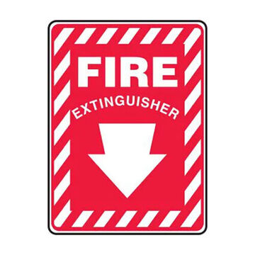 Safety Sign, 10 in ht, 7 in wd, Red on White, Vinyl, Adhesive Surface Mount