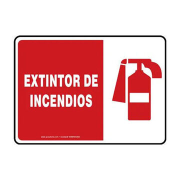 Safety Sign, 7 in ht, 10 in wd, Red on White/White on Red, Aluminum, Hole Mount