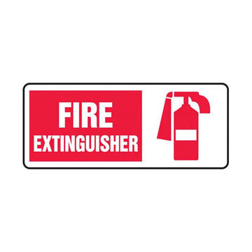 Safety Sign, 7 in ht, 17 in wd, Red on White/White on Red, Adhesive Vinyl, Hole Mount