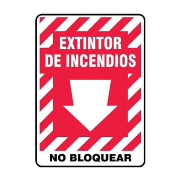 Safety Sign, 10 in ht, 14 in wd, White on Red/Black, Plastic, Hole Mount
