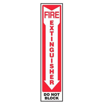 Safety Sign, 18 in ht, 4 in wd, Red on White/Black, Plastic, Hole Mount