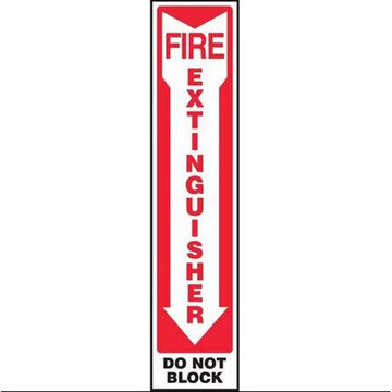 Safety Sign, 18 in ht, 4 in wd, Red on White/Black, Vinyl, Adhesive Surface Mount