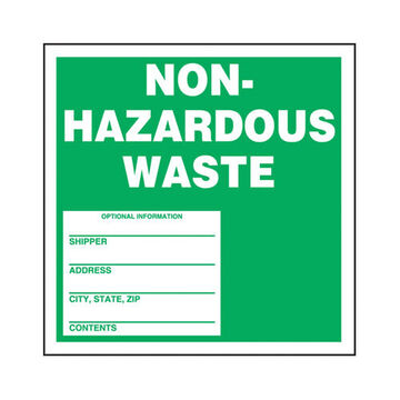 Safety Label, 6 in wd, 6 in ht, Adhesive Coated Paper, Green