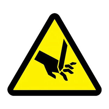 ISO Warning Safety Sign, 6 in wd, Adhesive Vinyl