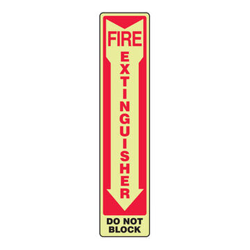 Glow-In-The-Dark Safety Sign, 18 in ht, 4 in wd, Red on Yellow/Yellow on Red/Black, Vinyl, Adhesive Surface Mount