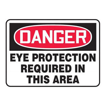 Danger Sign, 7 in ht, 10 in wd, Black on Red/White, Adhesive Vinyl